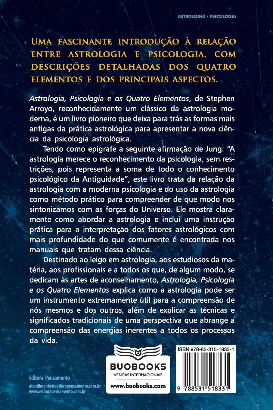 Rückseitencover Astrologia, Psicologia e os Quatro Elementos