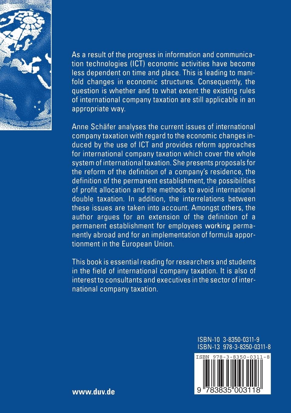 Rückseitencover International Company Taxation in the Era of Information and Communication Technologies