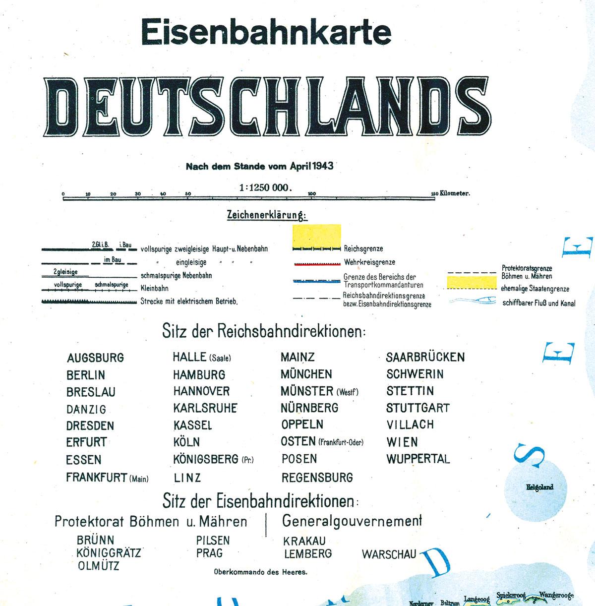 Beispielinhalt (Bild) ATLAS DR April 1943 - Eisenbahnkarte Deutschland