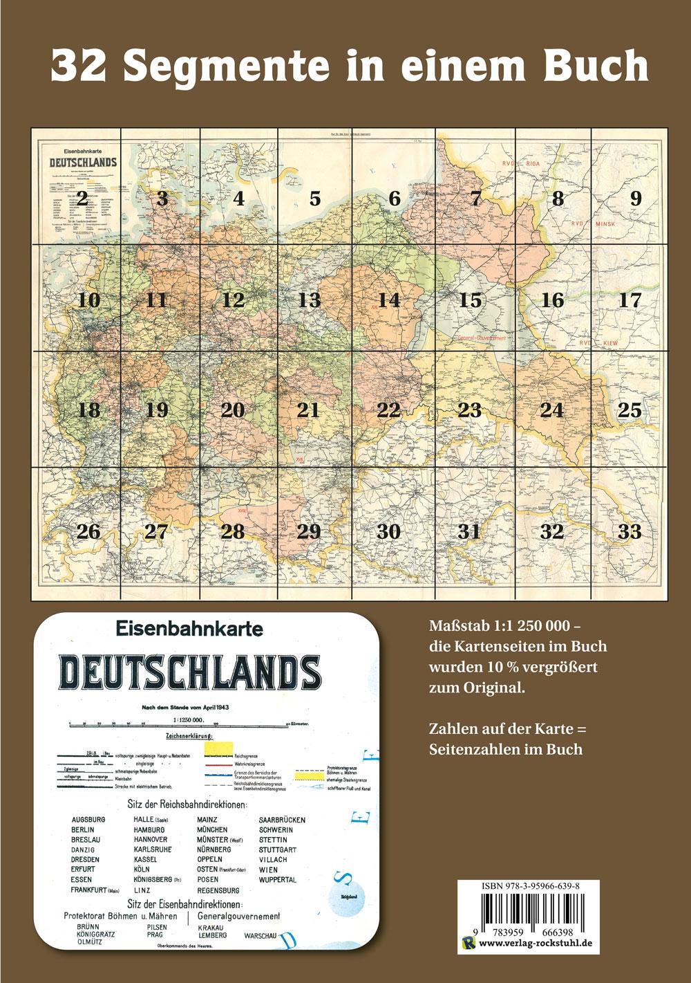 Rückseitencover ATLAS DR April 1943 - Eisenbahnkarte Deutschland