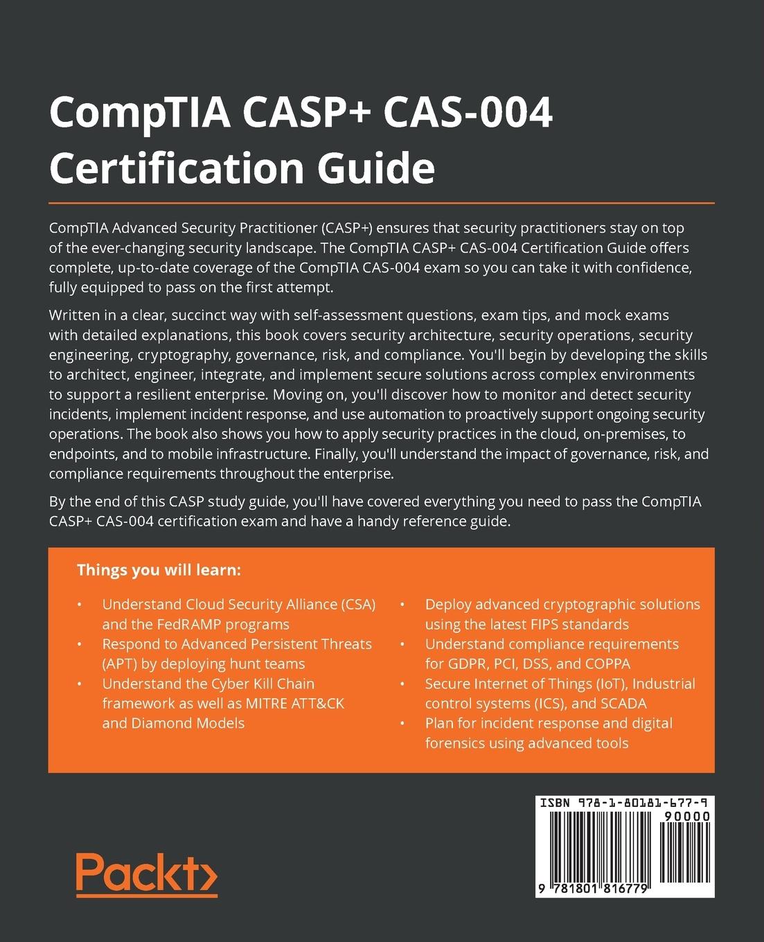 Rückseitencover CompTIA CASP+ CAS-004 Certification Guide
