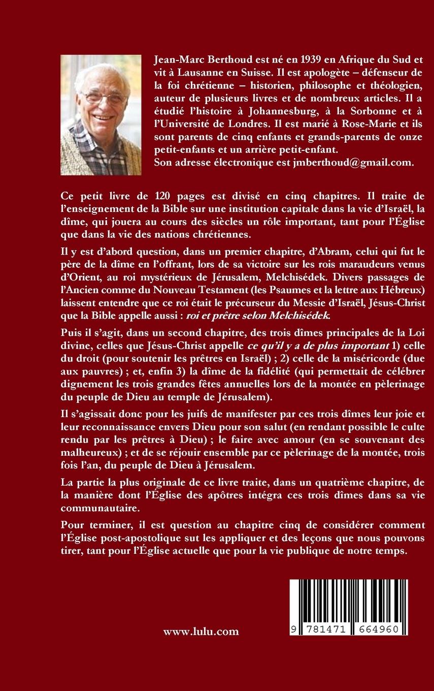 Rückseitencover LES DÎMES DANS LA BIBLE