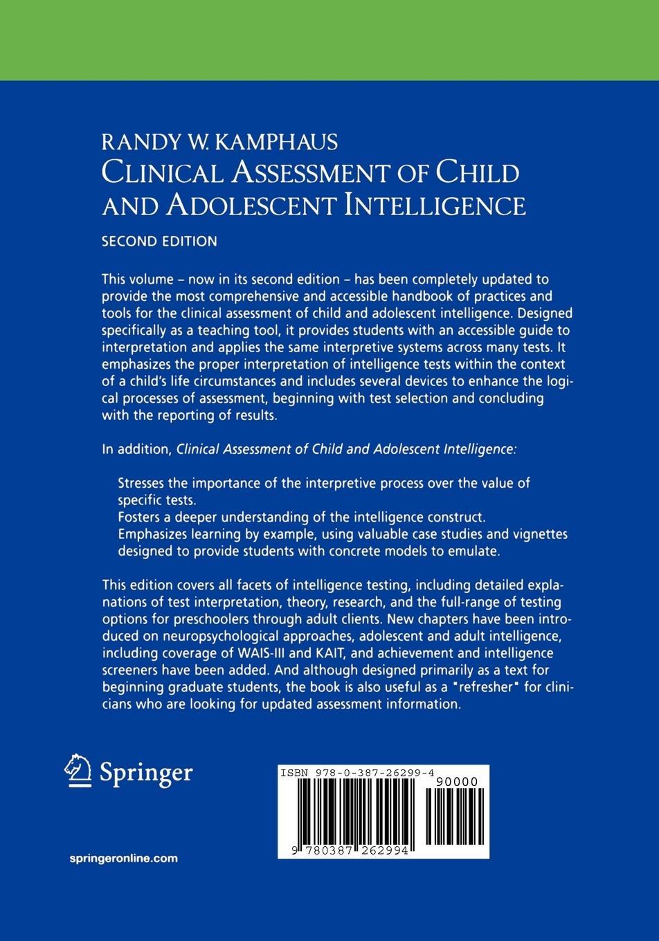 Rückseitencover Clinical Assessment of Child and Adolescent Intelligence