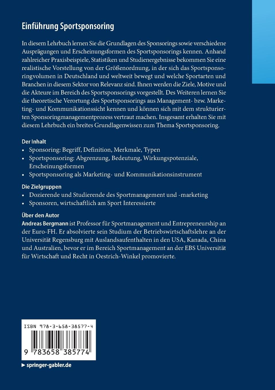 Rückseitencover Einführung Sportsponsoring