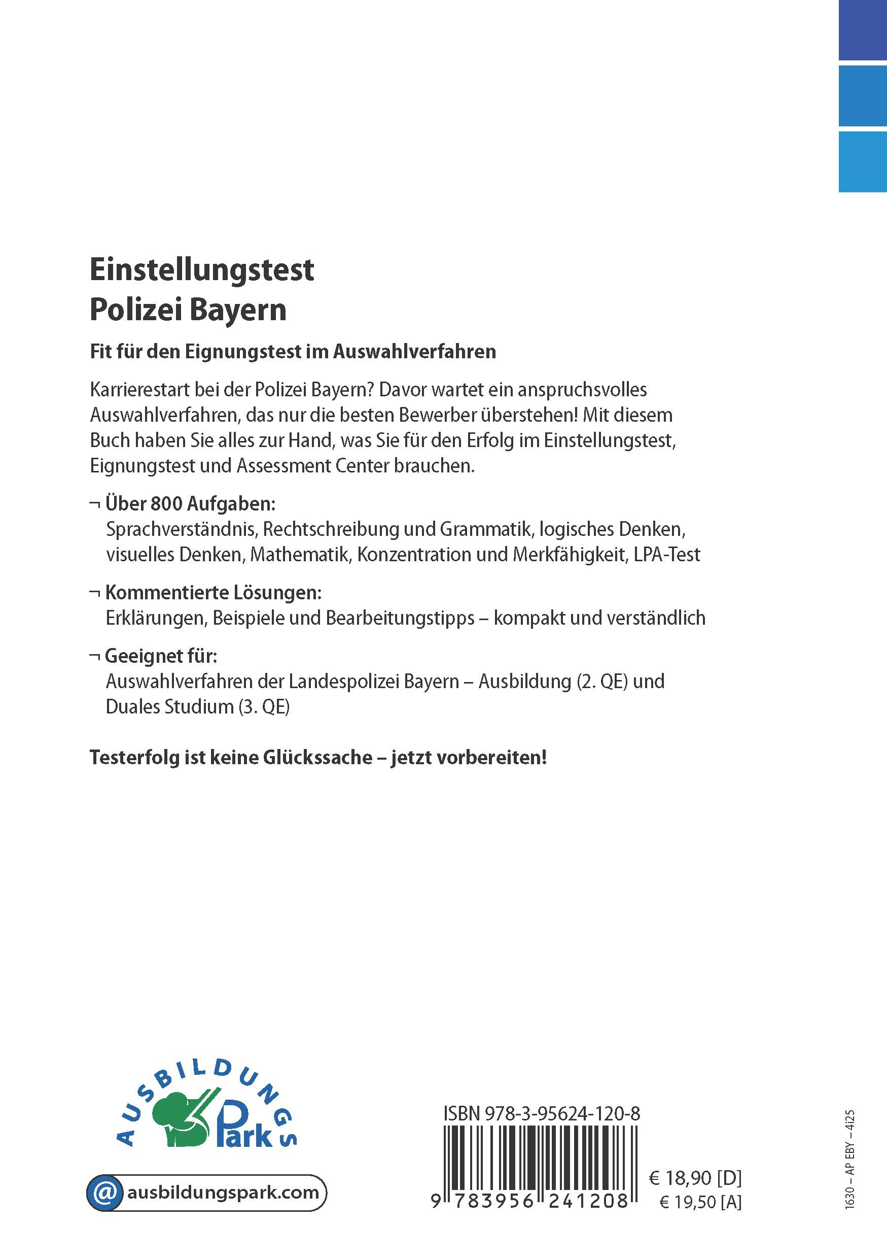 Rückseitencover Einstellungstest Polizei Bayern