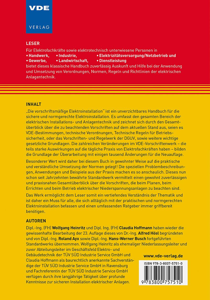 Rückseitencover Die vorschriftsmäßige Elektroinstallation