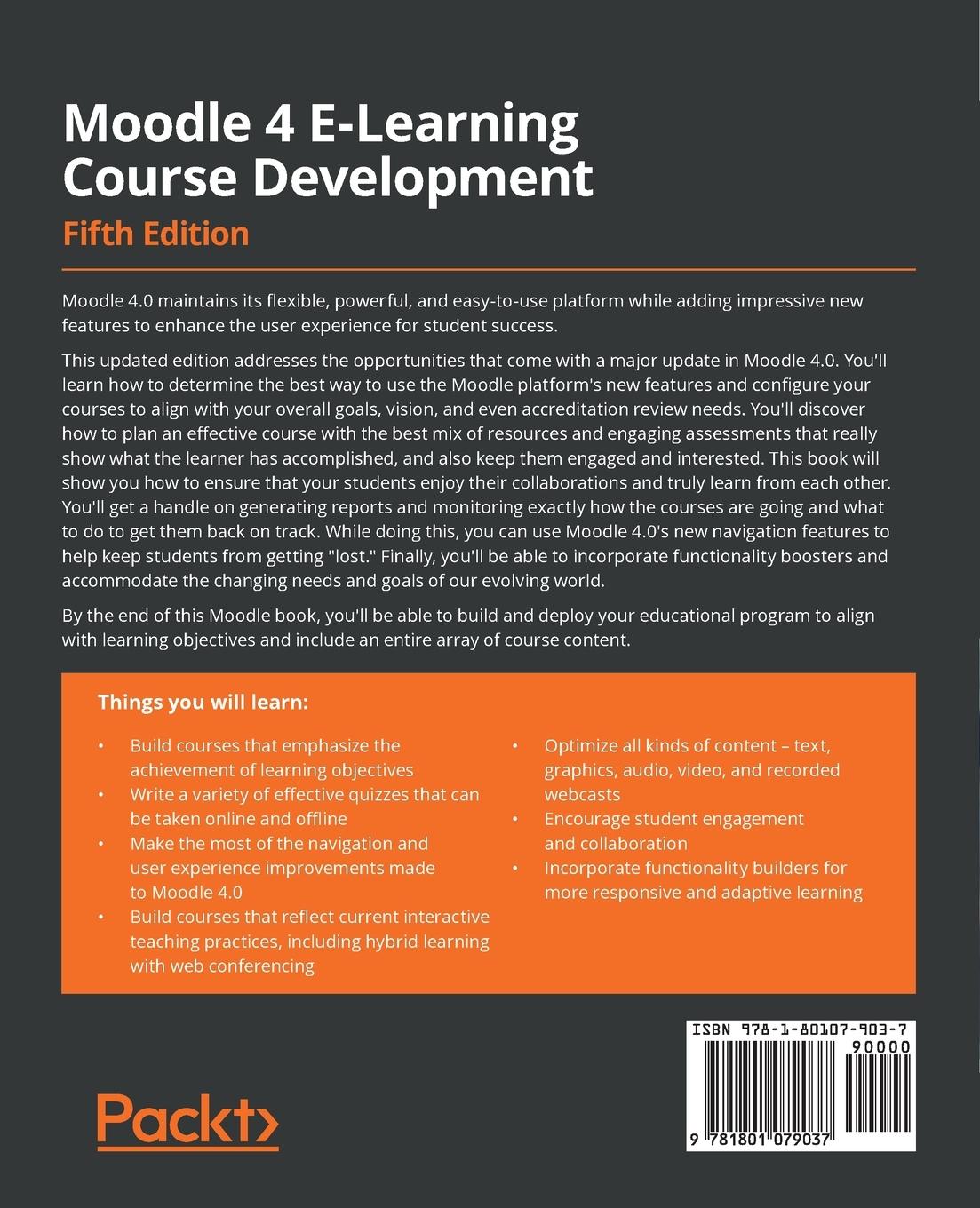 Rückseitencover Moodle 4 E-Learning Course Development - Fifth Edition