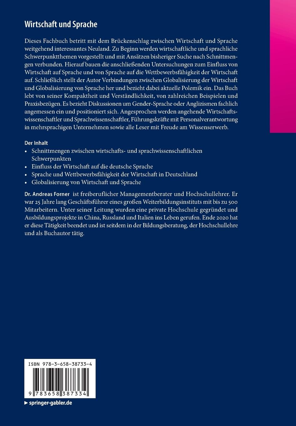 Rückseitencover Wirtschaft und Sprache