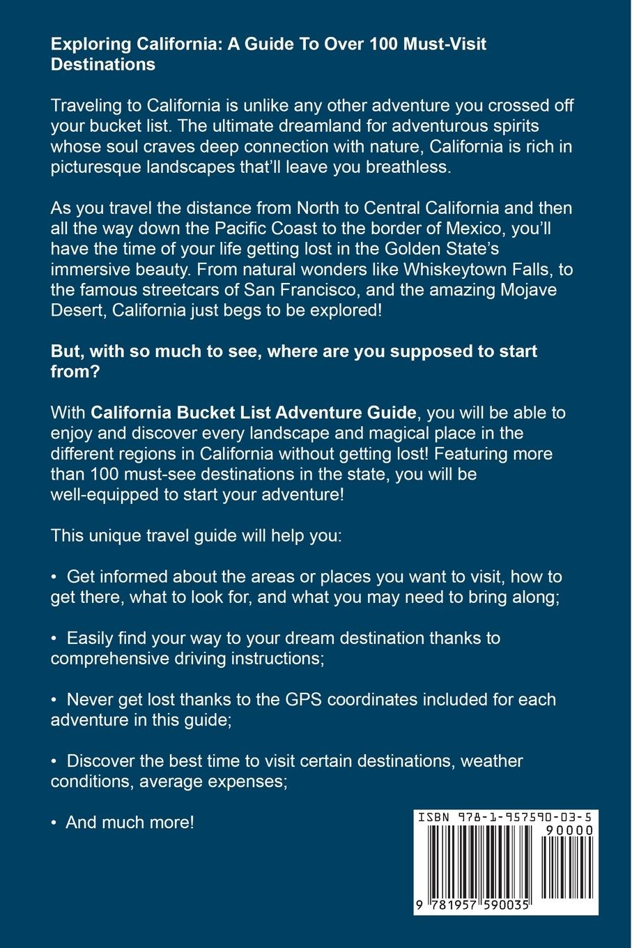 Rückseitencover California Bucket List Adventure Guide