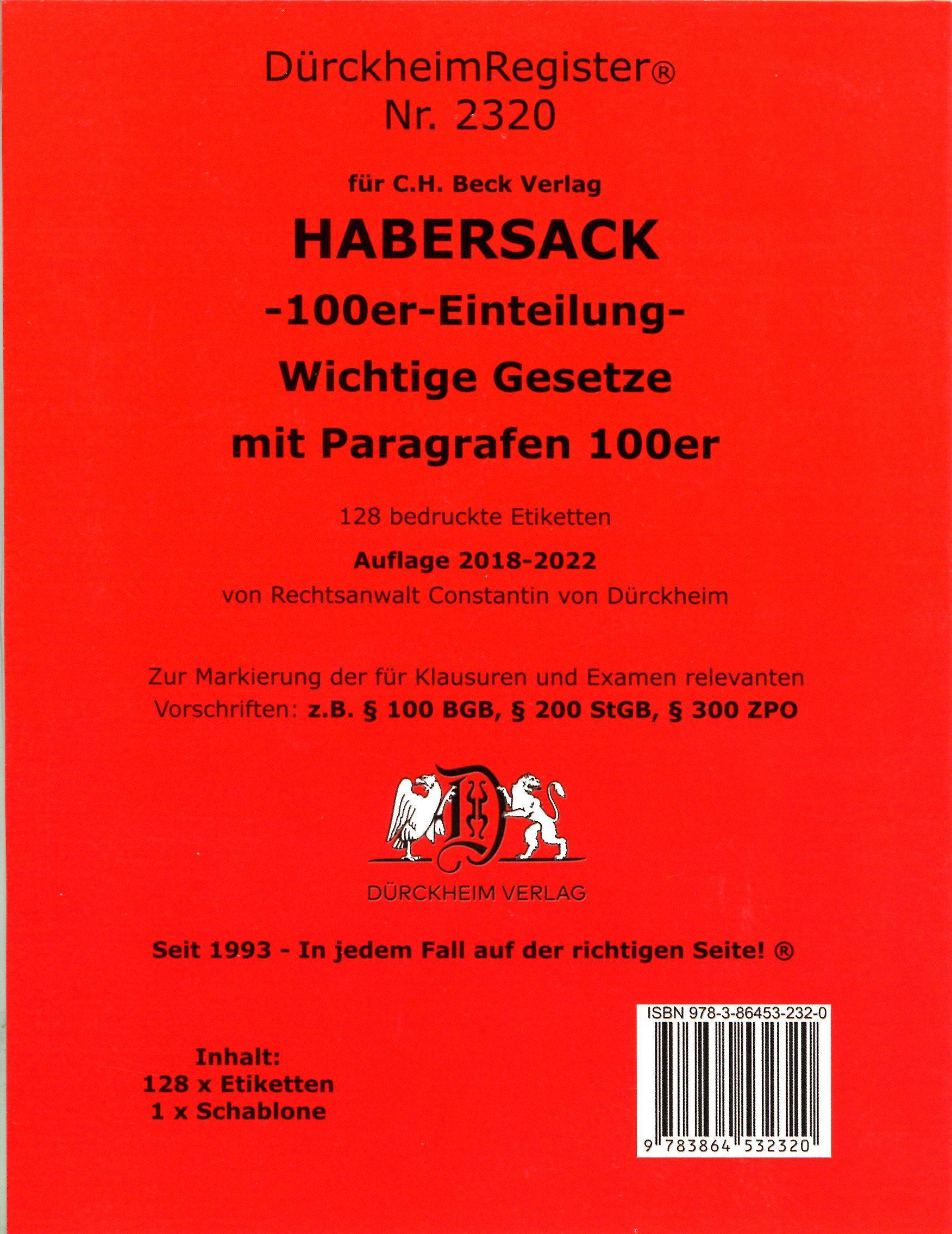 Vorderes Coverbild DürckheimRegister® SCHÖNFELDER-100er-Einteilung - 2018-2022