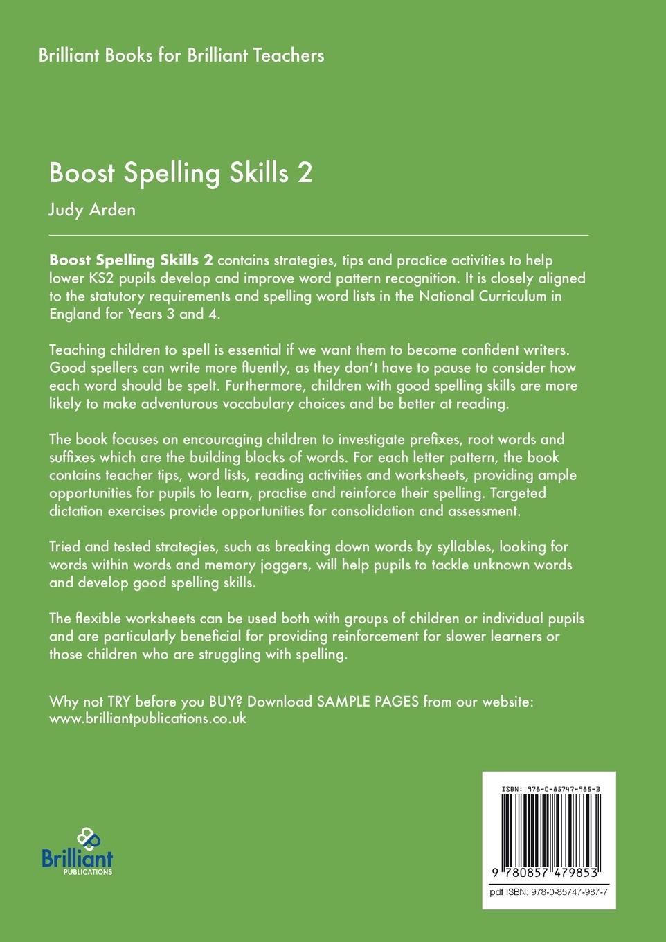 Rückseitencover Boost Spelling Skills 2