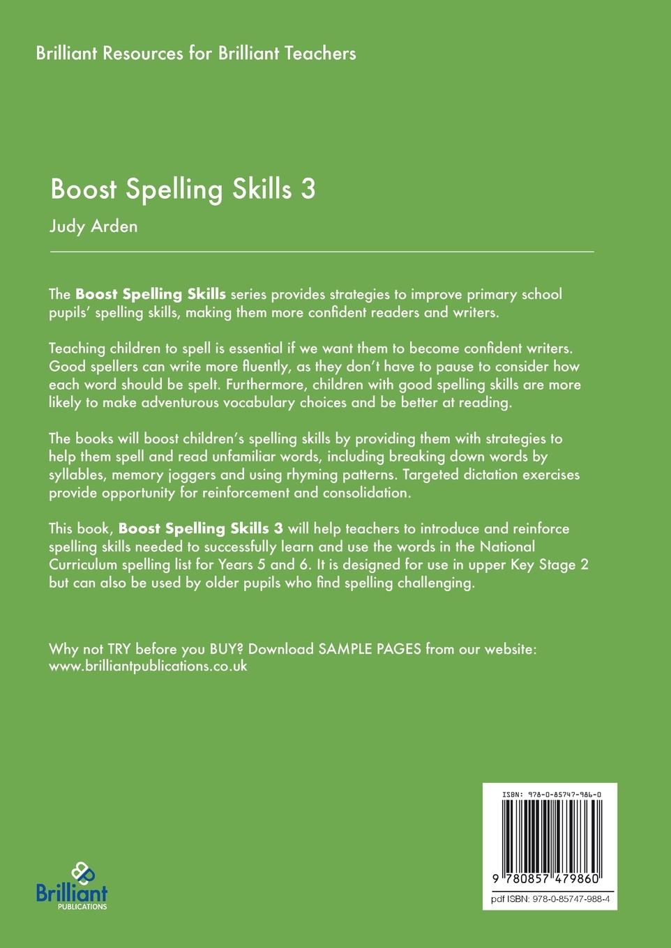 Rückseitencover Boost Spelling Skills 3