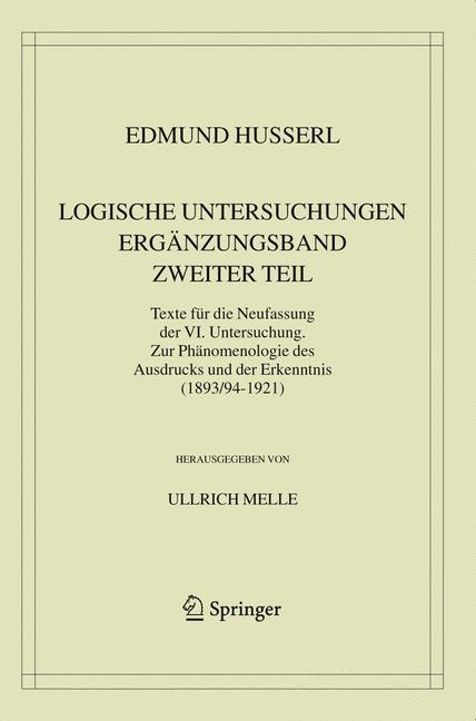 Vorderes Coverbild Logische Untersuchungen. Ergänzungsband. Zweiter Teil.