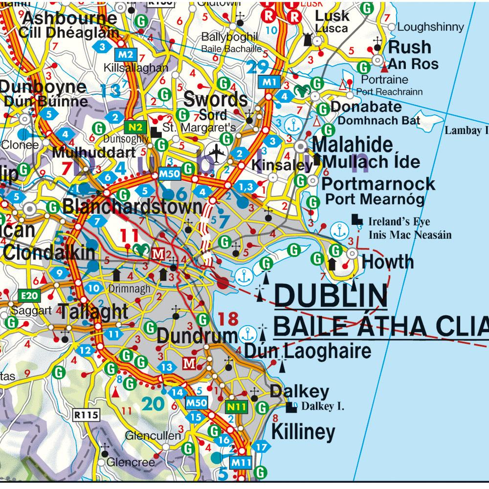 Beispielinhalt (Bild) Irland 1 : 350 000. Autokarte
