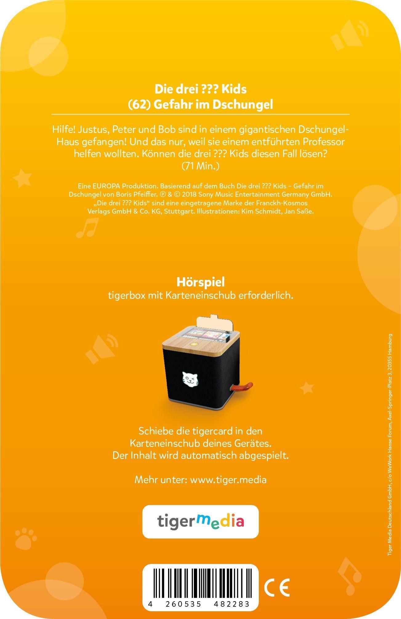 Beispielinhalt (Bild) tigercard - Die drei ??? Kids - Folge 62: Gefahr im Dschungel