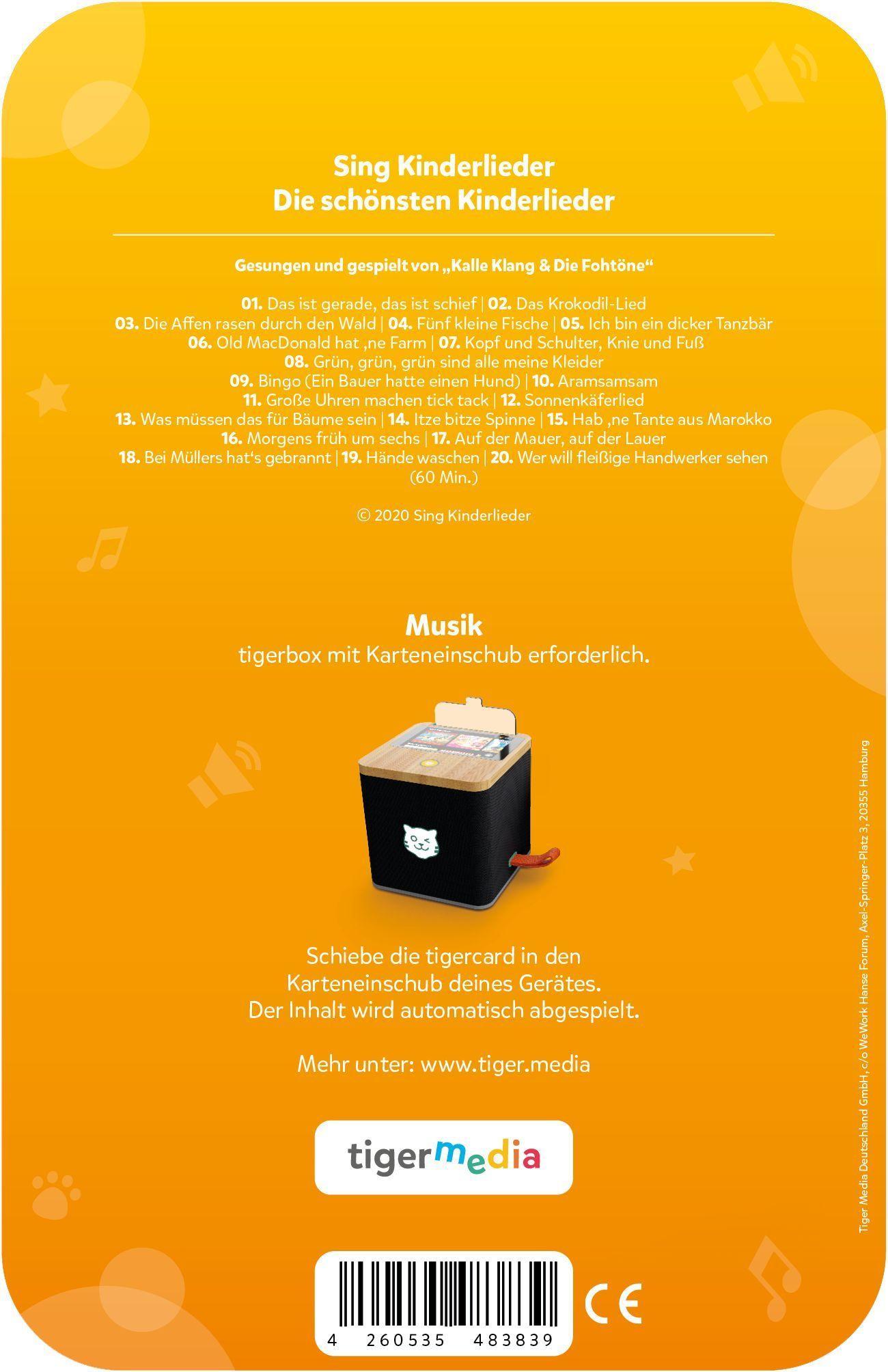 Beispielinhalt (Bild) tigercard - Sing Kinderlieder - Die schönsten Kinderlieder