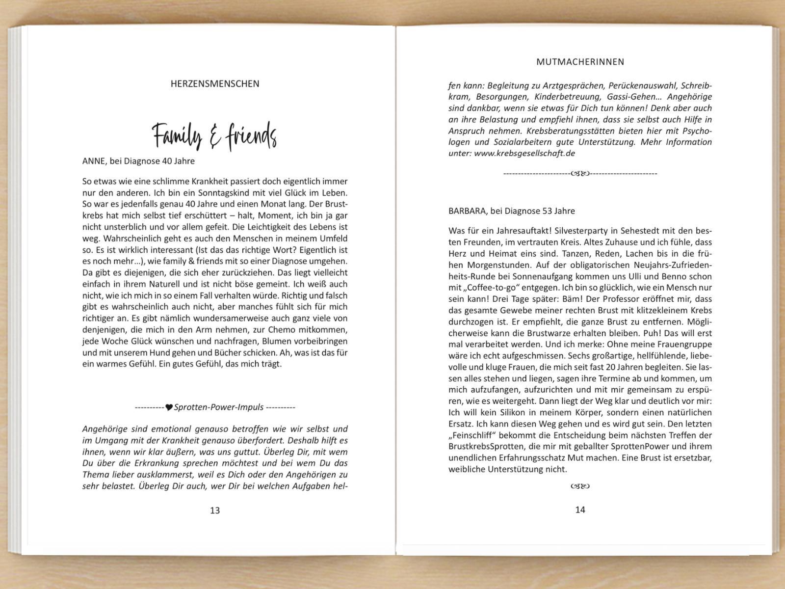 Beispielinhalt (Bild) Mutmacherinnen. Power-Impulse für ein Leben mit Brustkrebs