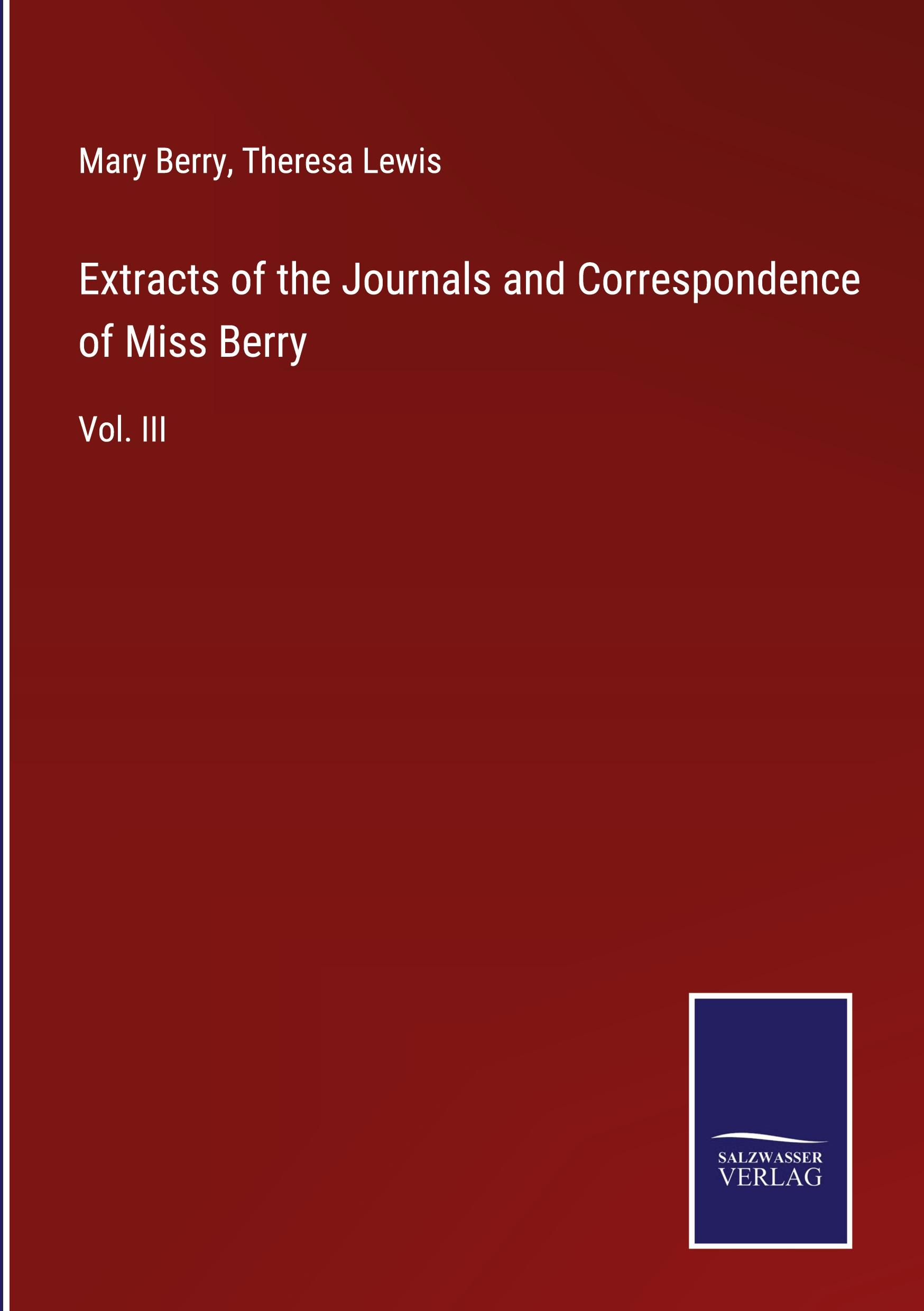 Vorderes Coverbild Extracts of the Journals and Correspondence of Miss Berry