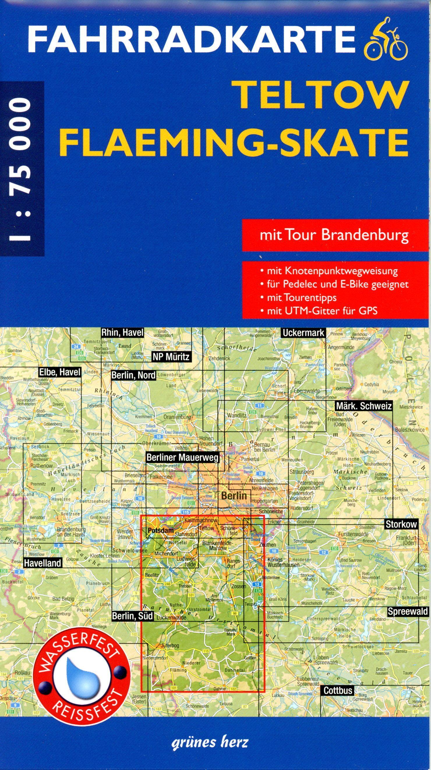 Vorderes Coverbild Fahrradkarte Teltow, Flaeming-Skate