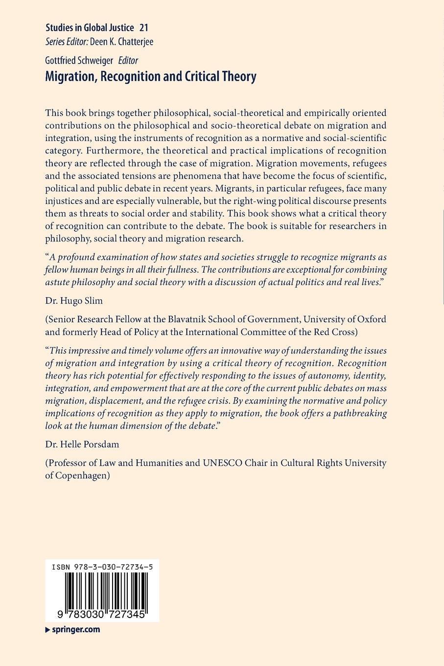 Rückseitencover Migration, Recognition and Critical Theory