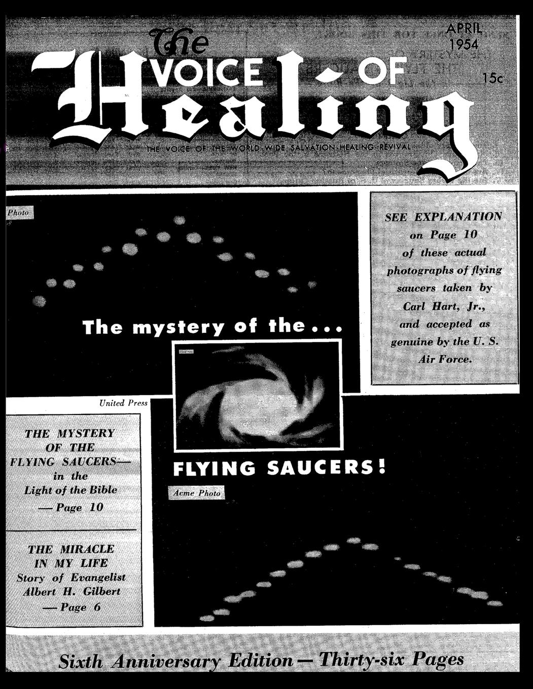 Vorderes Coverbild The VOICE of HEALING MAGAZINE. The  mystery of the...FLYING SAUCERS APRIL, 1954