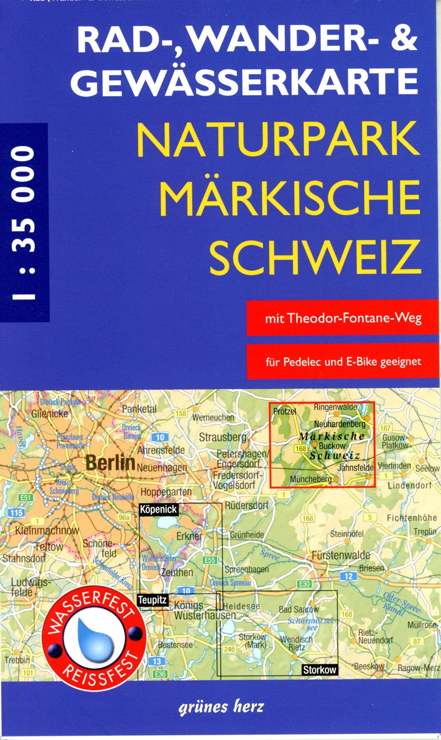Vorderes Coverbild Rad-, Wander- und Gewässerkarte Naturpark Märkische Schweiz