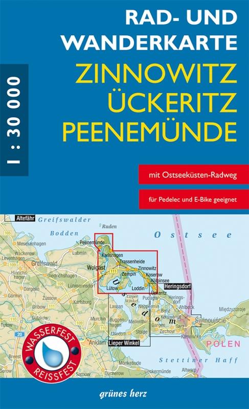 Vorderes Coverbild Rad- und Wanderkarte Zinnowitz, Ückeritz, Peenemünde