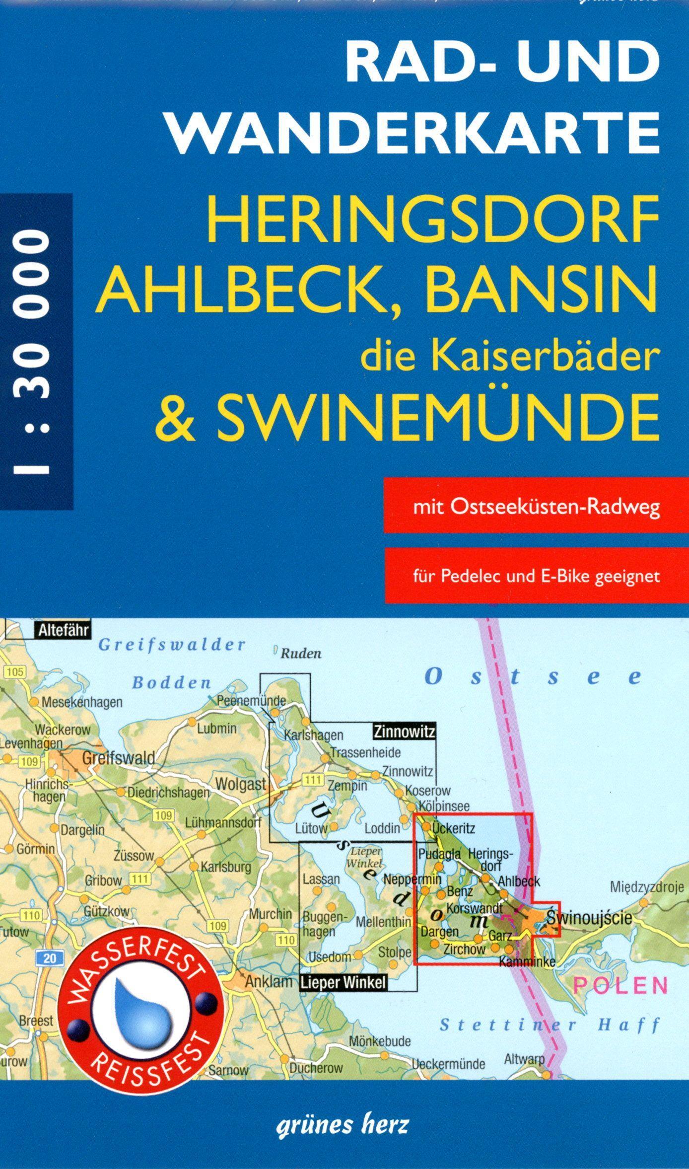 Vorderes Coverbild Rad- und Wanderkarte Heringsdorf, Ahlbeck, Bansin - Die Kaiserbäder und Swinemünde
