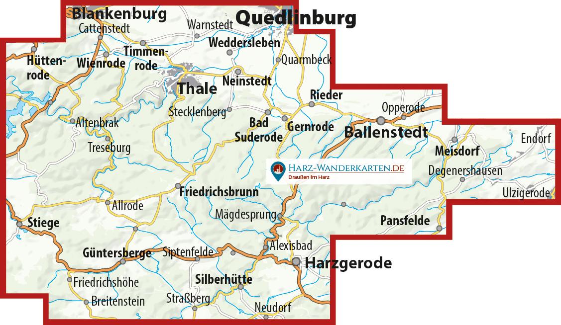 Beispielinhalt (Bild) Luchs-Wanderkarte Selketal-Stieg und Bodetal
