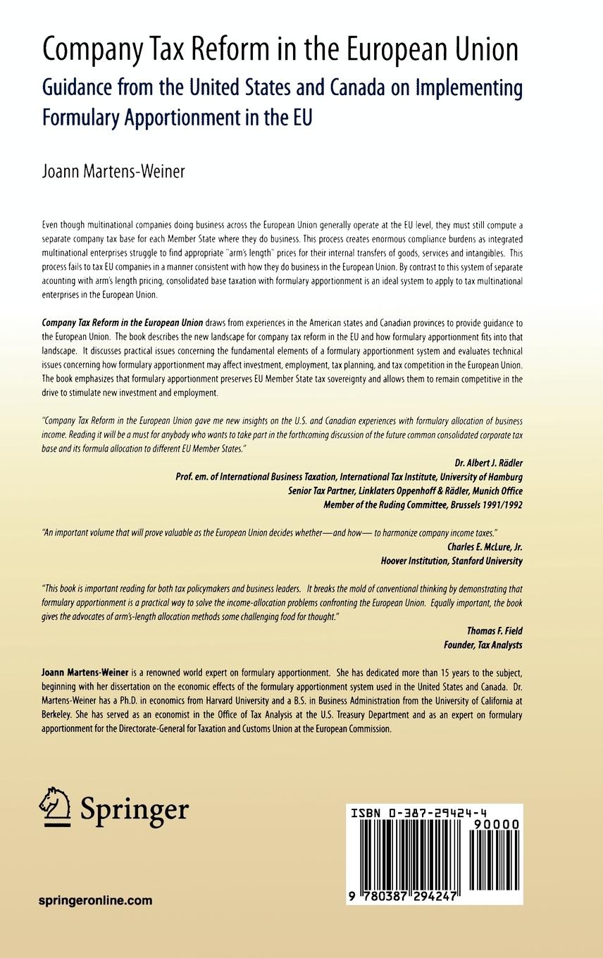 Rückseitencover Company Tax Reform in the European Union