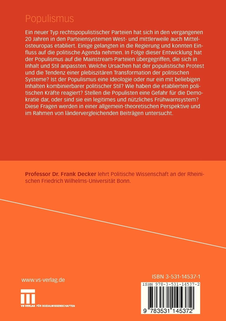 Rückseitencover Populismus