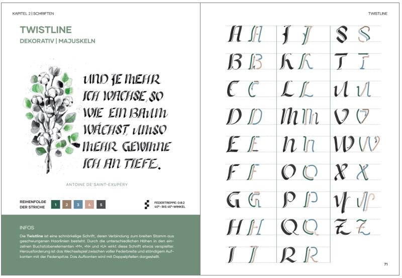 Beispielinhalt (Bild) Praxisbuch Kalligraphie Alphabete