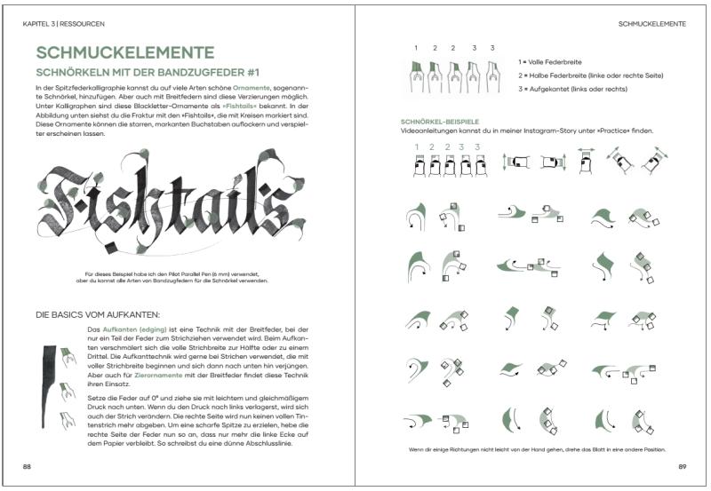 Beispielinhalt (Bild) Praxisbuch Kalligraphie Alphabete
