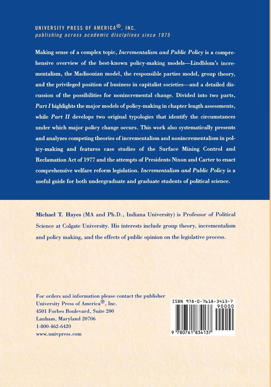 Rückseitencover Incrementalism and Public Policy