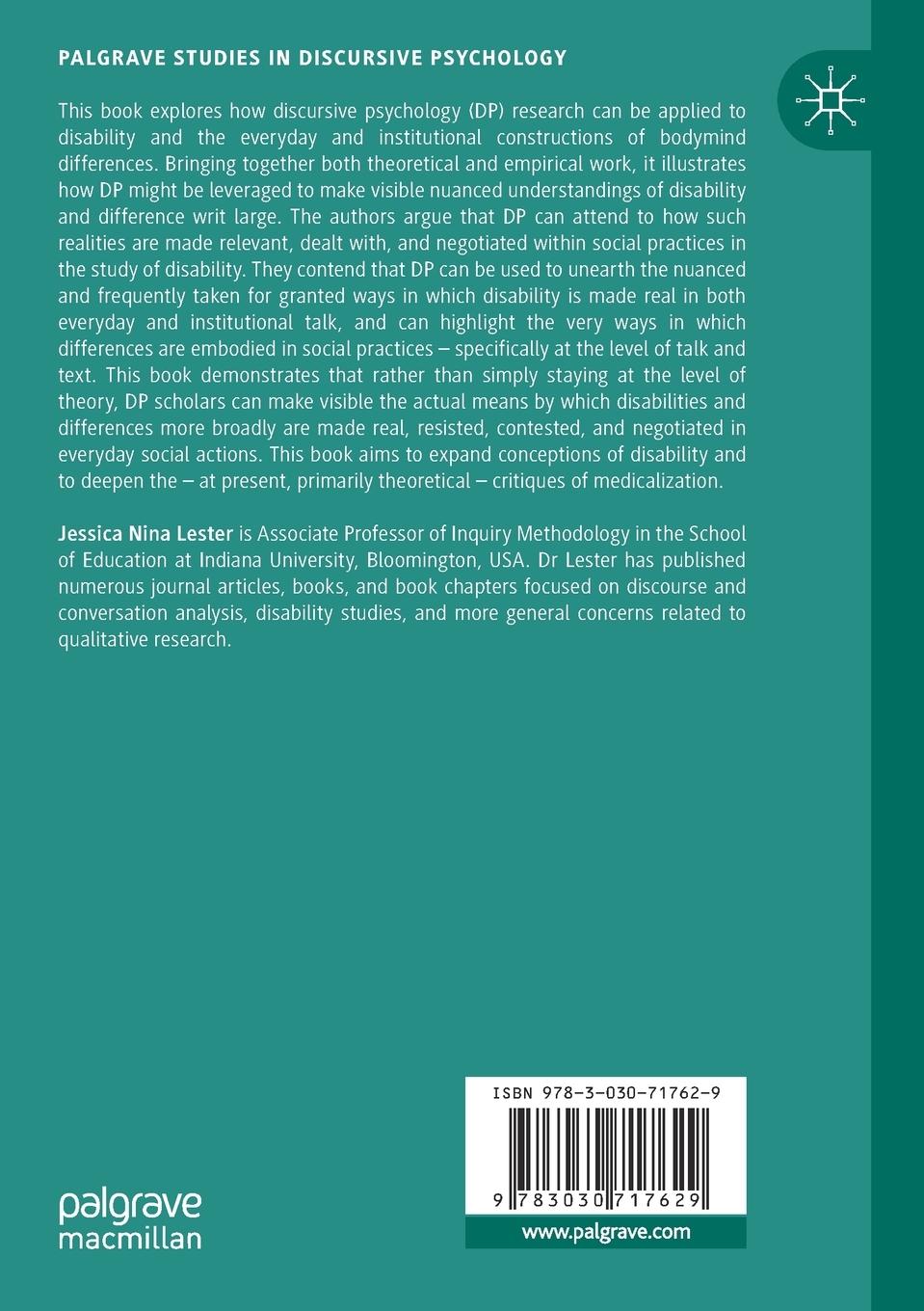 Rückseitencover Discursive Psychology and Disability