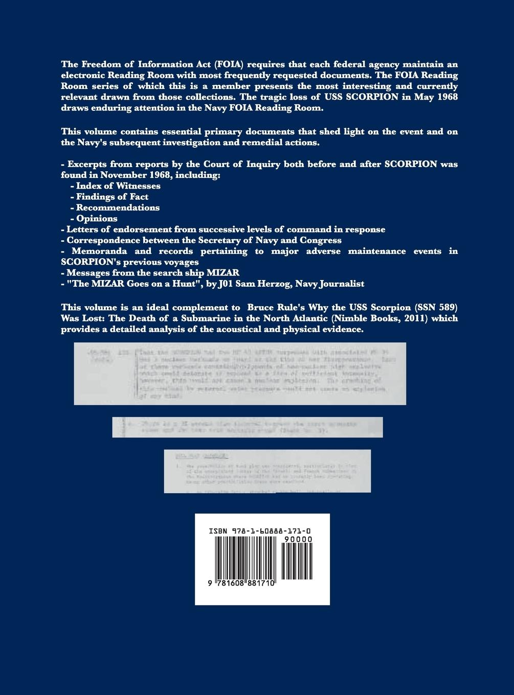 Rückseitencover Record of Proceedings of SCORPION Inquiry