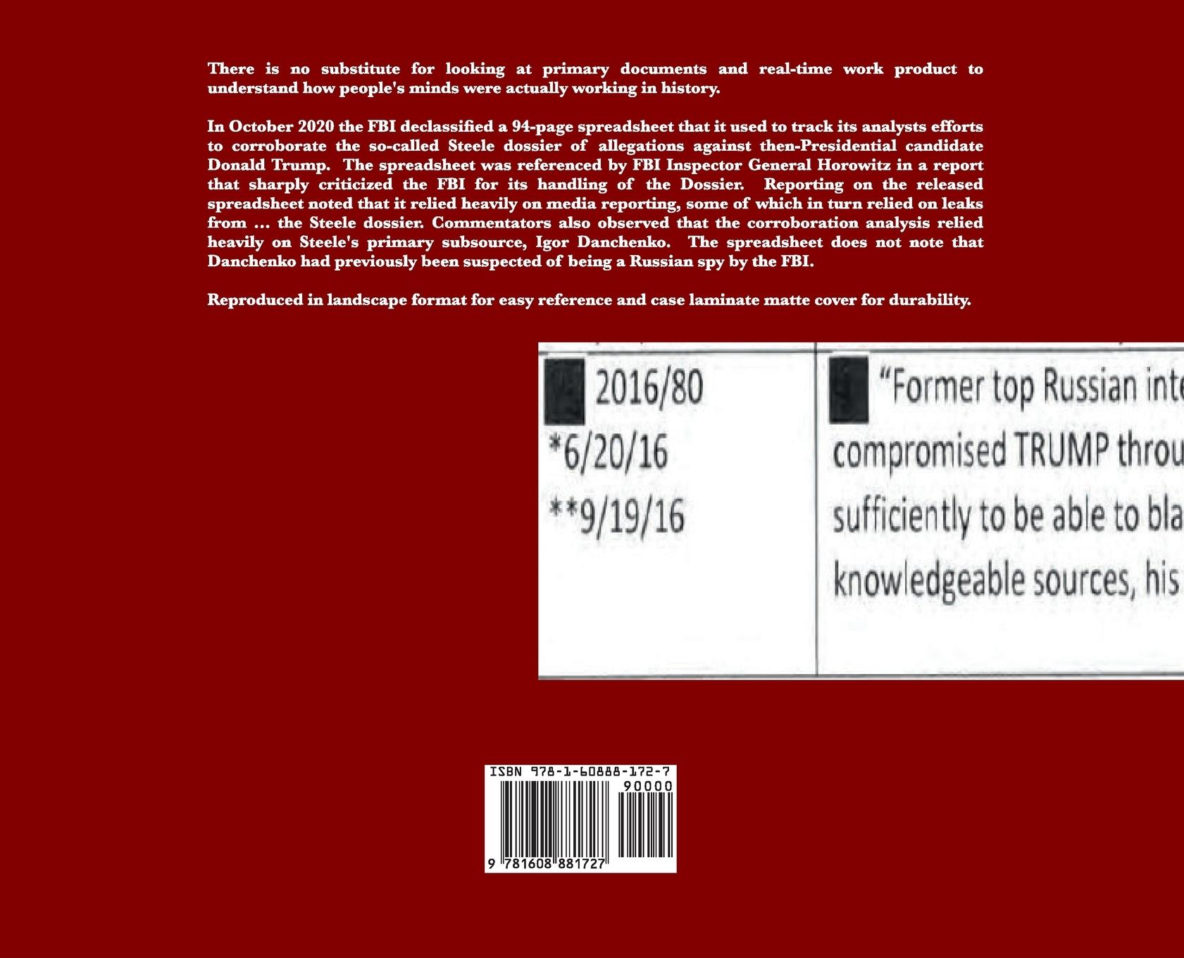 Rückseitencover Steele Dossier Corroboration Spreadsheet
