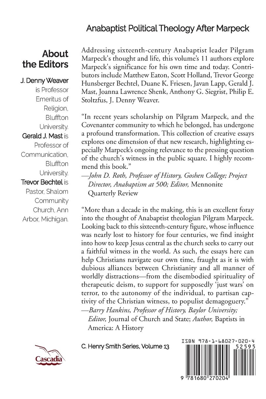 Rückseitencover Anabaptist Political Theology After Marpeck