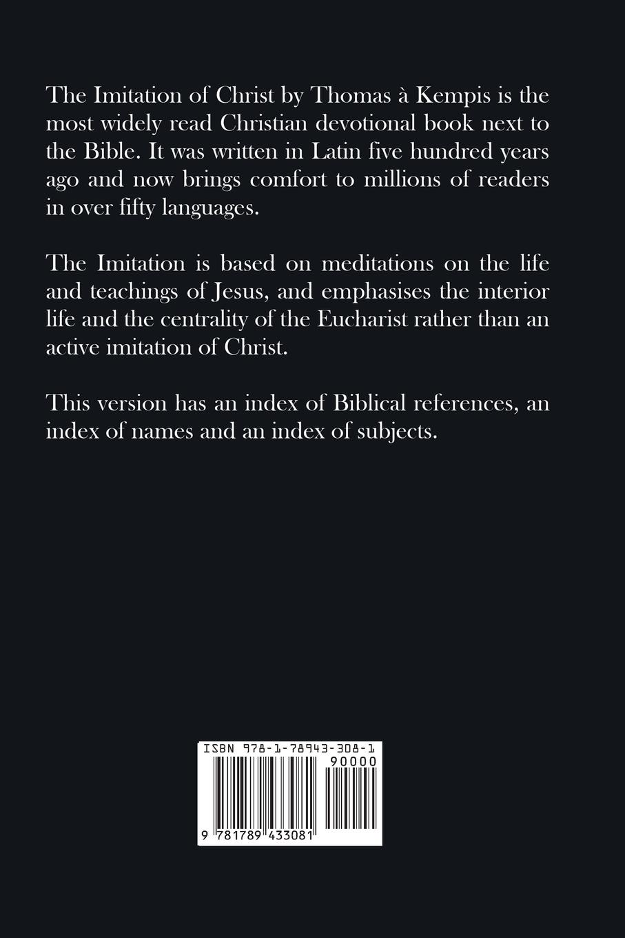 Rückseitencover The Imitation of Christ - With Indexes of Biblical References, People Names and Subject Matter