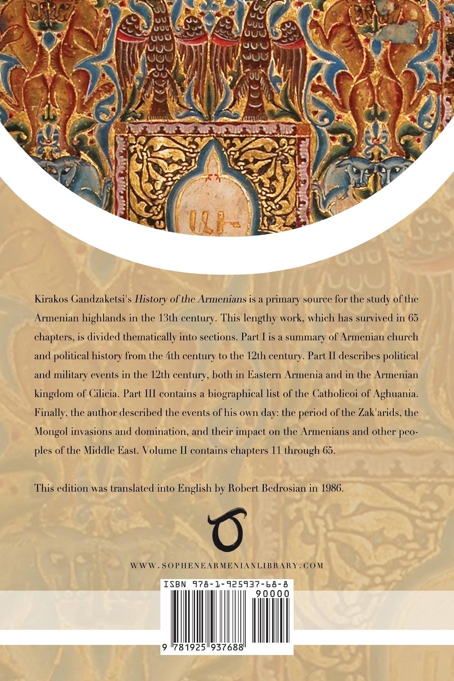 Rückseitencover Kirakos Gandzakets'i's History of the Armenians