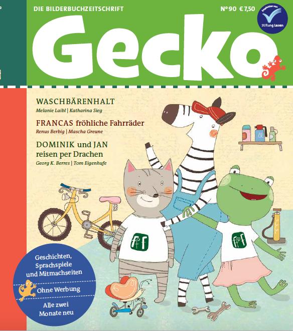 Vorderes Coverbild Gecko Kinderzeitschrift Band 90