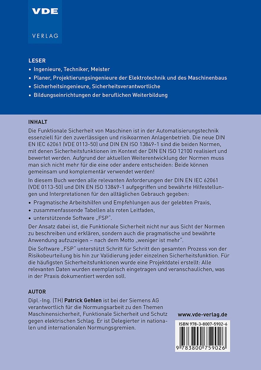 Rückseitencover Funktionale Sicherheit von Maschinen - kompakt