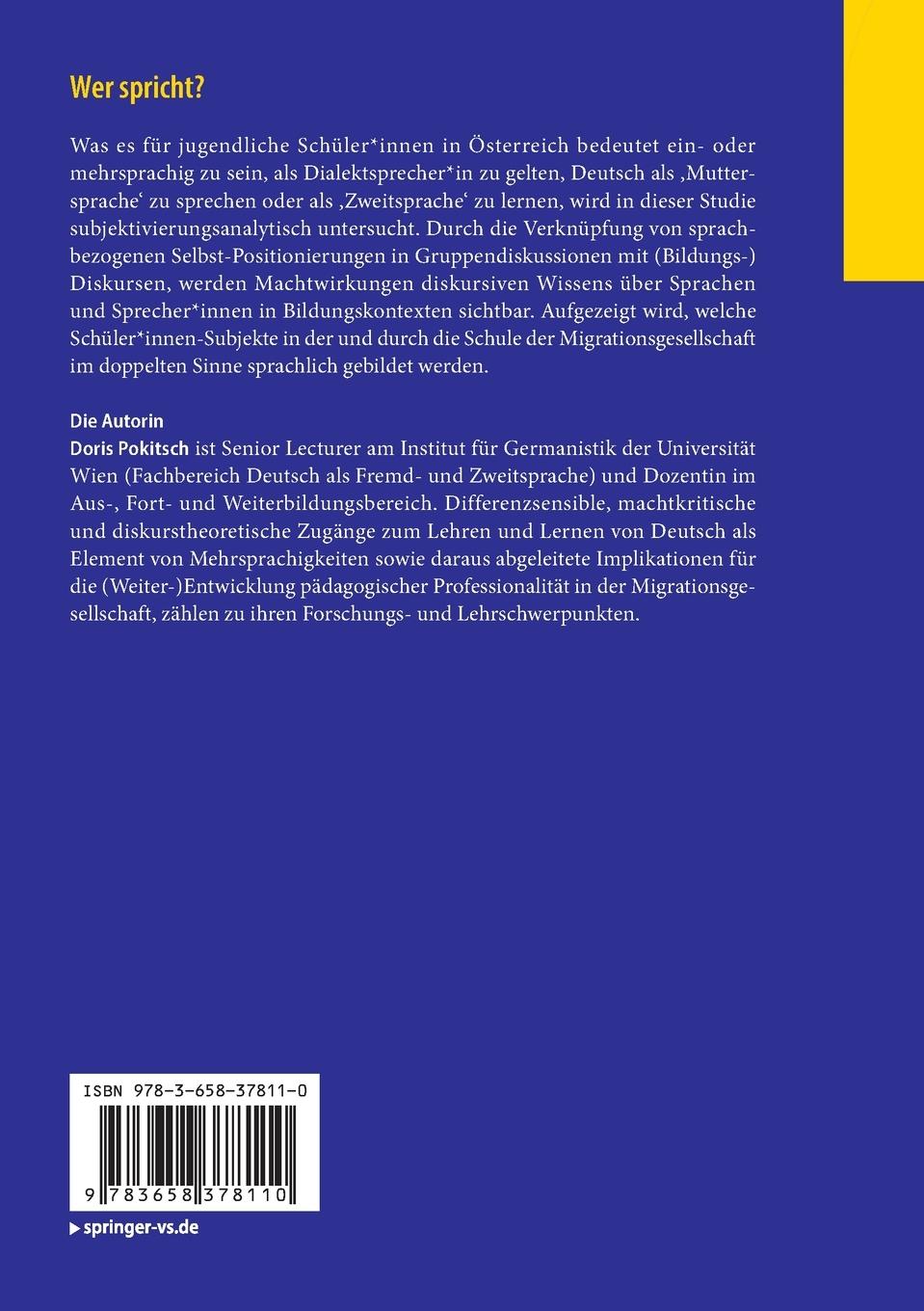 Rückseitencover Wer spricht?
