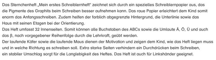 Beispielinhalt (Bild) Mein erstes Schreiblernheft. Für alle Buchstaben auf speziellem Schreiblernpapier