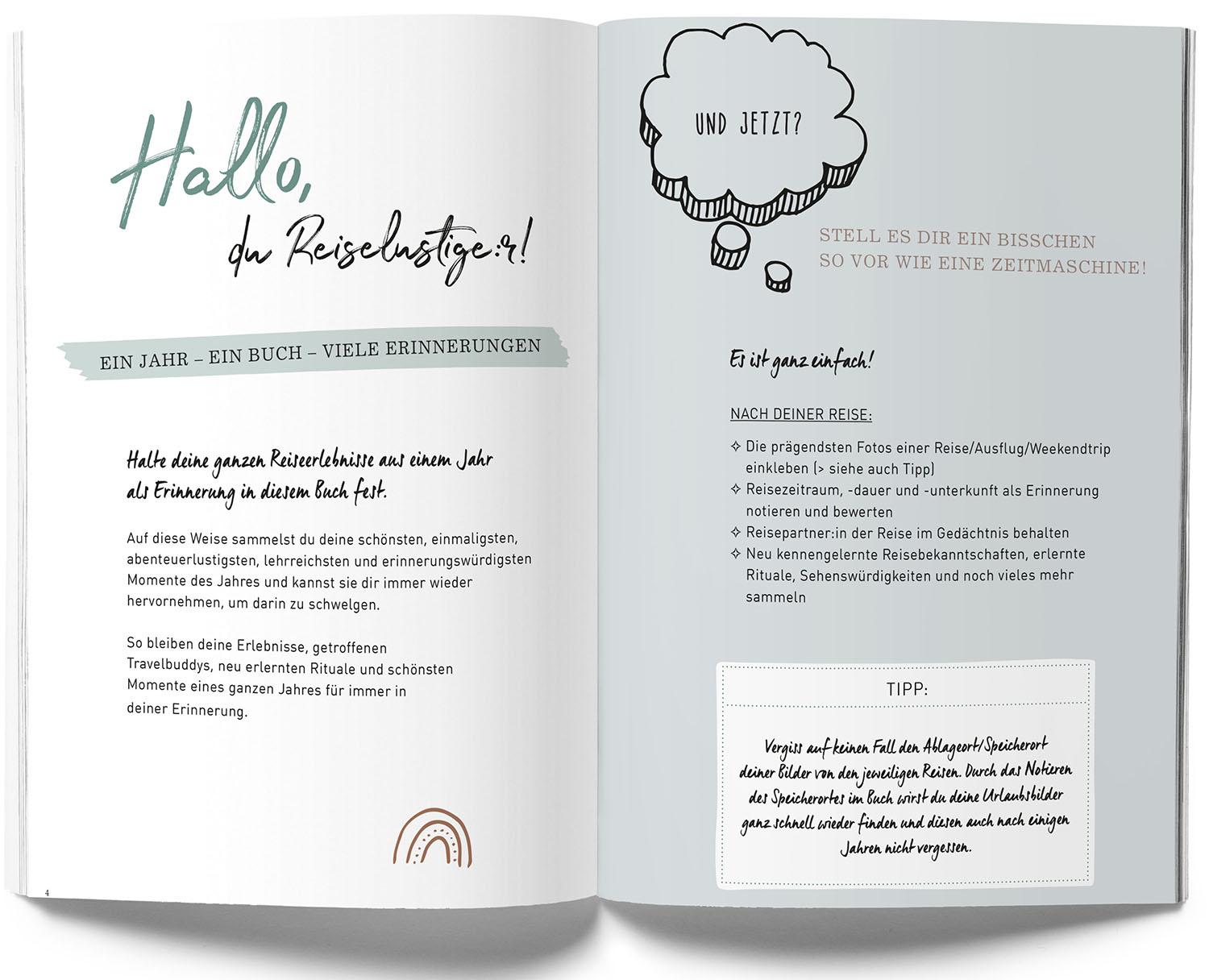 Beispielinhalt (Bild) GuideMe Reisetagebuch Travel Memories "Mein Jahr"