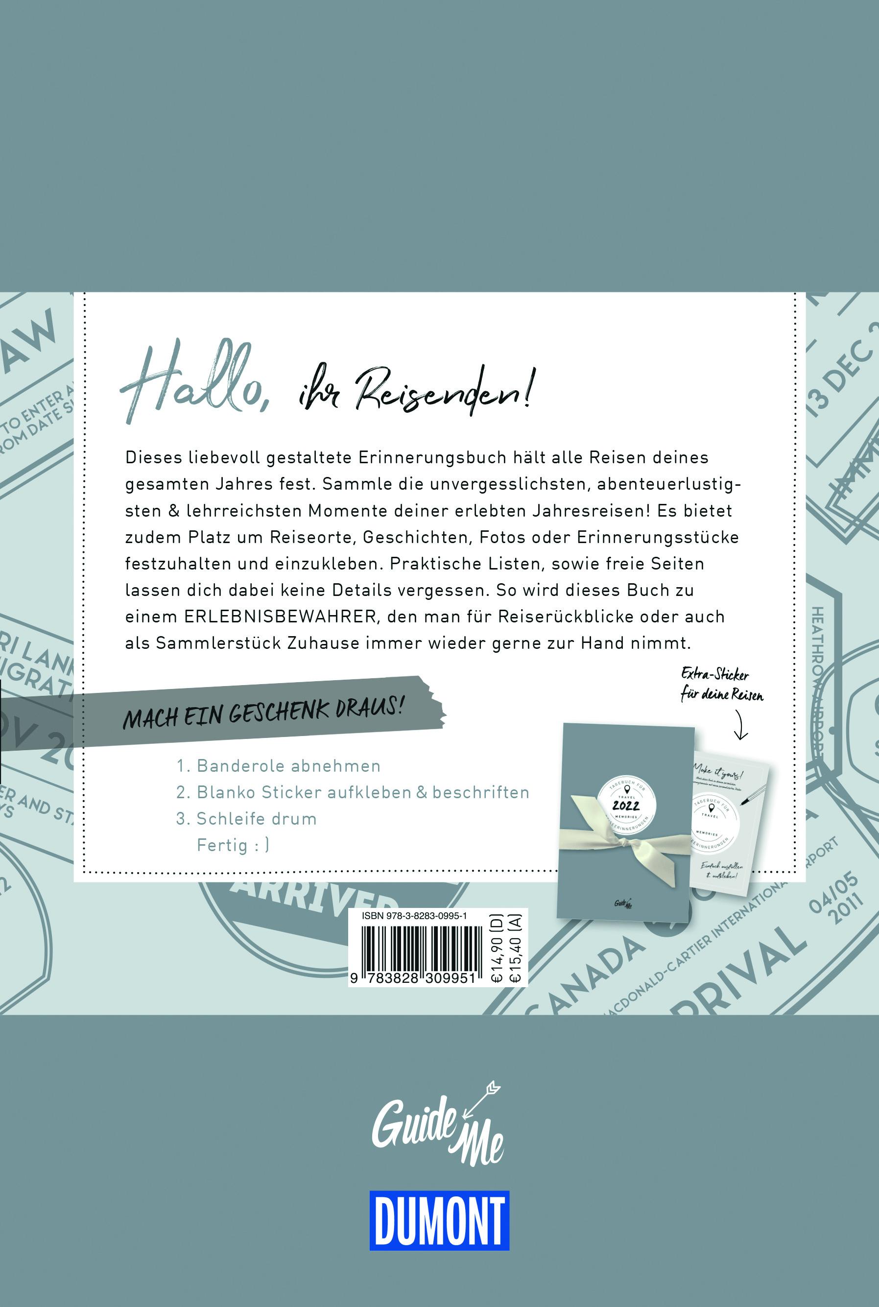 Rückseitencover GuideMe Reisetagebuch Travel Memories "Mein Jahr"