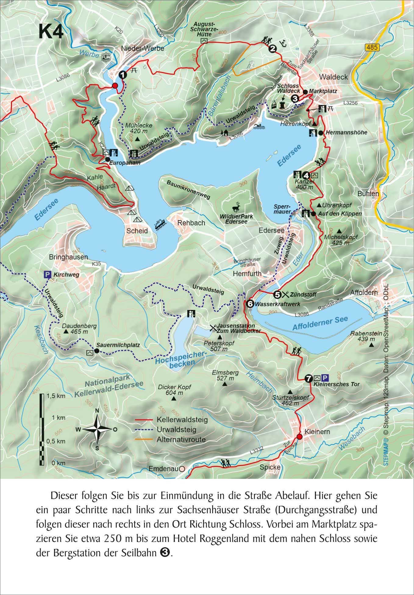 Beispielinhalt (Bild) Kellerwaldsteig mit Urwaldsteig Edersee
