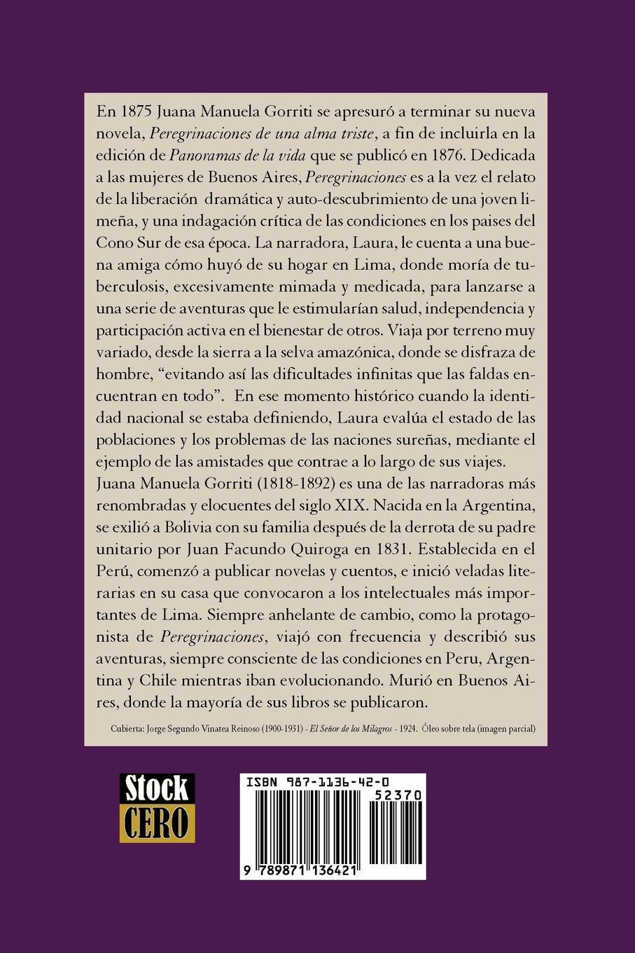 Rückseitencover Peregrinaciones de una alma triste