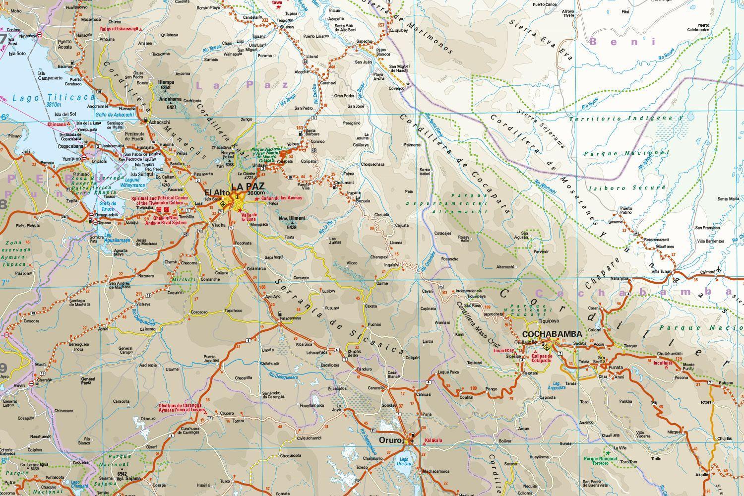 Beispielinhalt (Bild) Reise Know-How Landkarte Bolivien / Bolivia 1:1.300.000