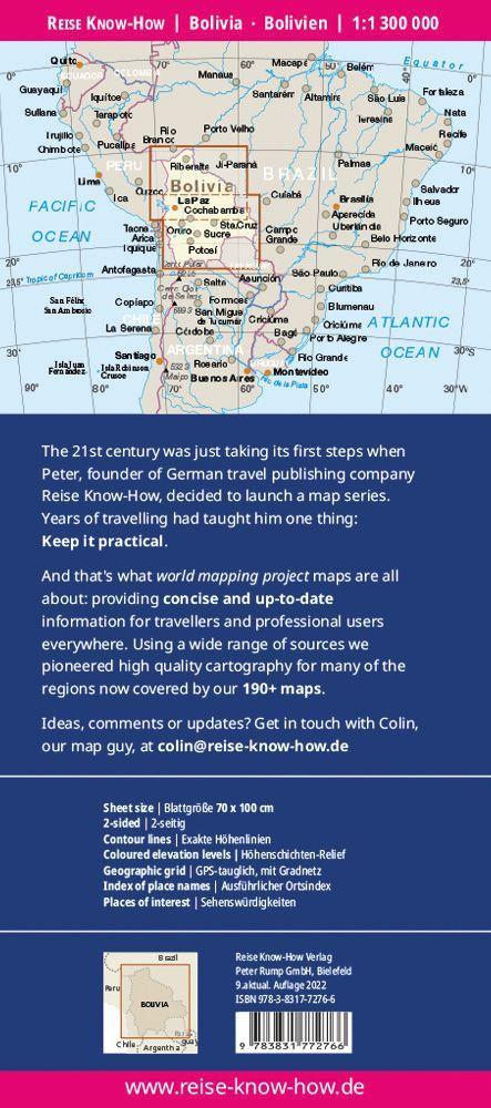 Beispielinhalt (Bild) Reise Know-How Landkarte Bolivien / Bolivia 1:1.300.000